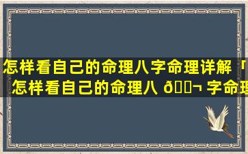 怎样看自己的命理八字命理详解「怎样看自己的命理八 🐬 字命理详解图片」